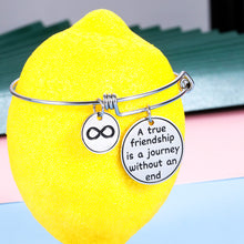 Load image into Gallery viewer, Friendship Gift for Best Friend BFF Sister Women Bracelet for Birthday Christmas Long Distance Relationship Gift for Her Teen Girls Graduation Bangle Jewelry A True Friendship is A Journey Without End
