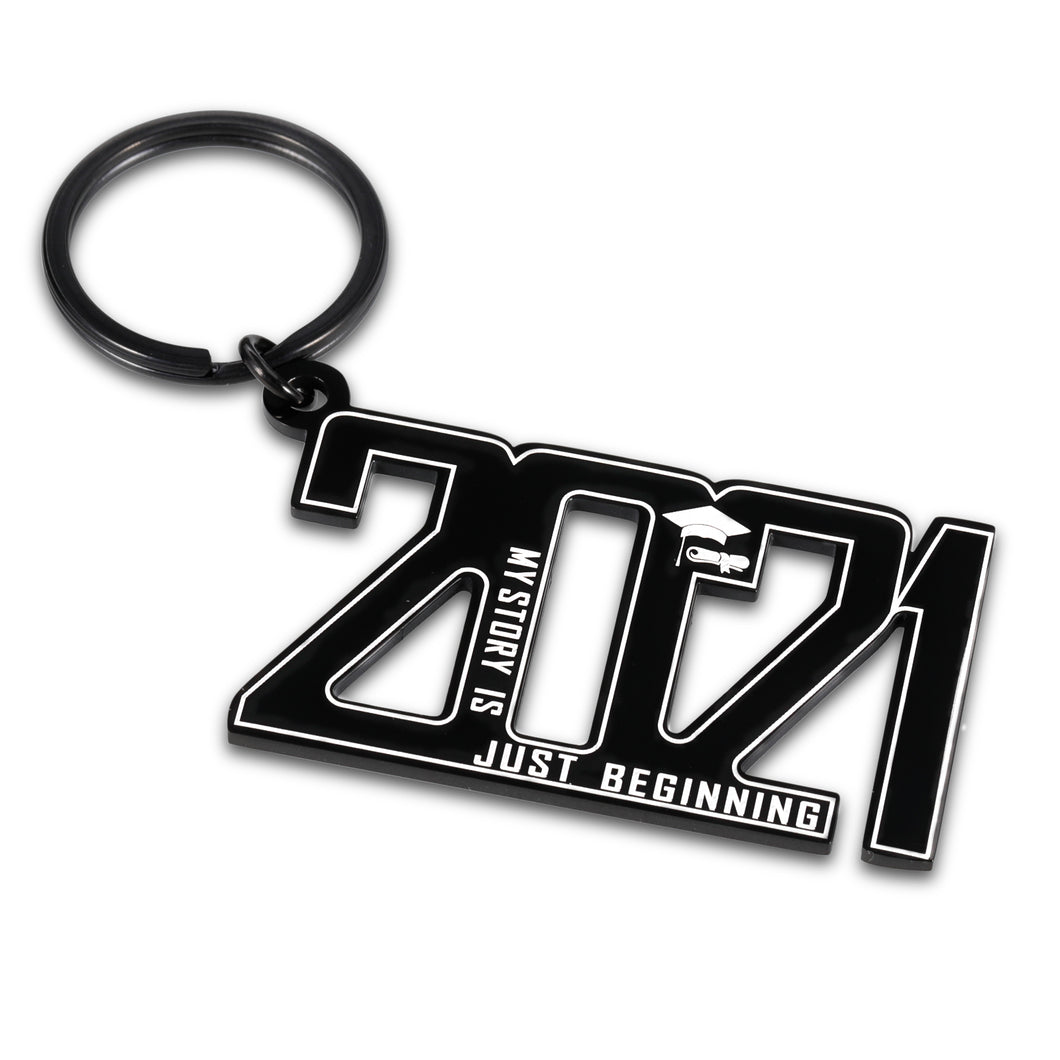 Graduation Gifts Class 2021 Keychain for Her Him Seniors Grads Gift for High School Boys Girls College Graduate Women Men 2021 Master Degree Nurse My Story Keyring Gifts for Son Daughter Students