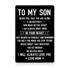 Load image into Gallery viewer, To My Son Wallet Card for Men Teen Boys Stocking Stuffers Sweet 16 18 21 Birthday Valentine Gifts for Him Male Adult Son Stepson from Mom Inspirational Christmas Graduation First Time Fathers Day Gift
