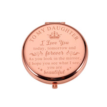 Load image into Gallery viewer, Christmas Stocking Stuffer Daughter Birthday Gifts Compact Mirror for Her Daughter Teen Girls Daughter-In-Law Wedding Birthday Valentines Day Graduation Mother&#39;S Day Rose Gold Pocket Mirror for Female

