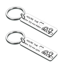 Load image into Gallery viewer, Jim and Pam Keychain The Office Couple Gifts for Boyfriend Wife from Girlfriend Husband TV Show Merchandise Keyring Set of 2 for Fans Him Her You’re The Jim to My Pam Gift Wedding Anniversary Present

