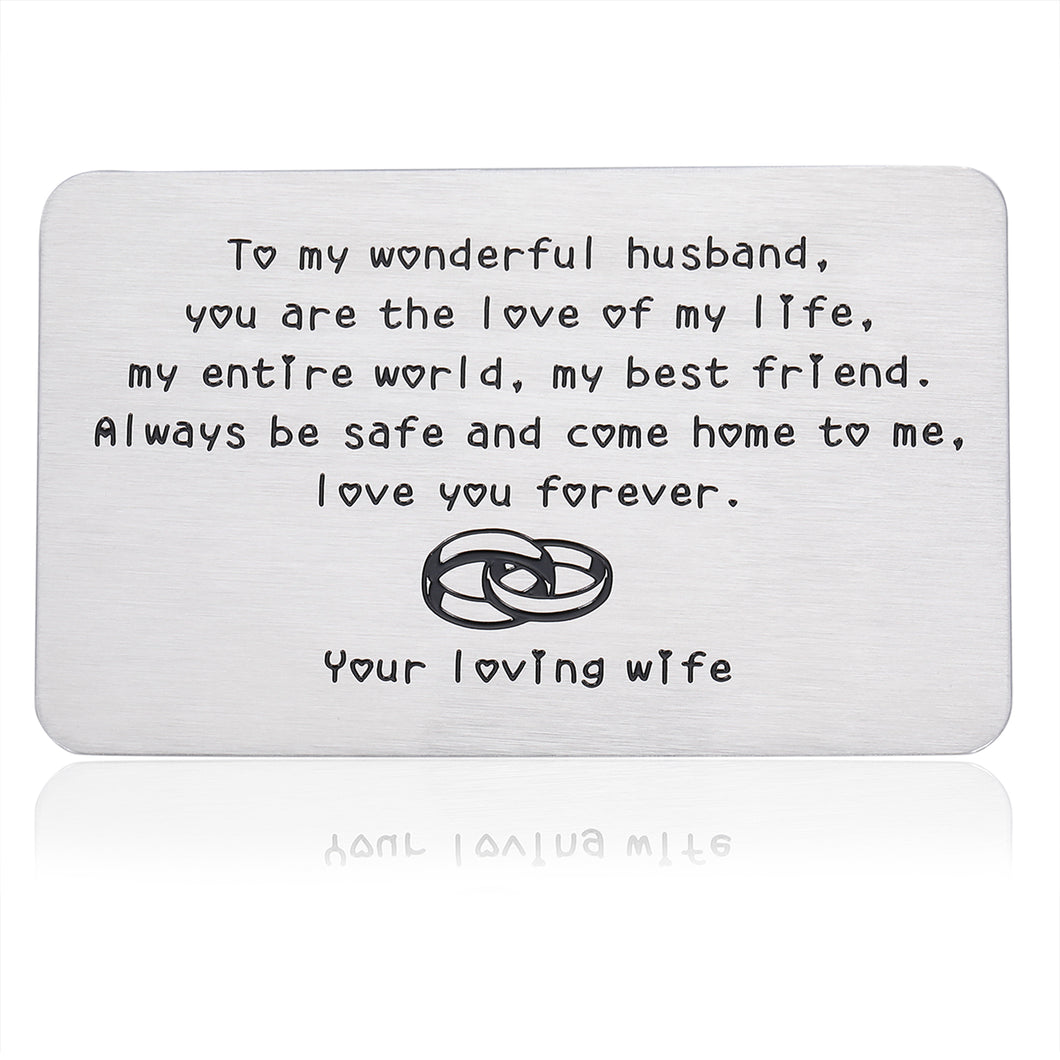 Wallet Insert Card Husband Valentines Day Gift for Men Fiancé Him from Wife Women Christmas Birthday Present for New Husband Hubby Couple Wedding Anniversary Gift Father Day New Year Thanksgiving Card