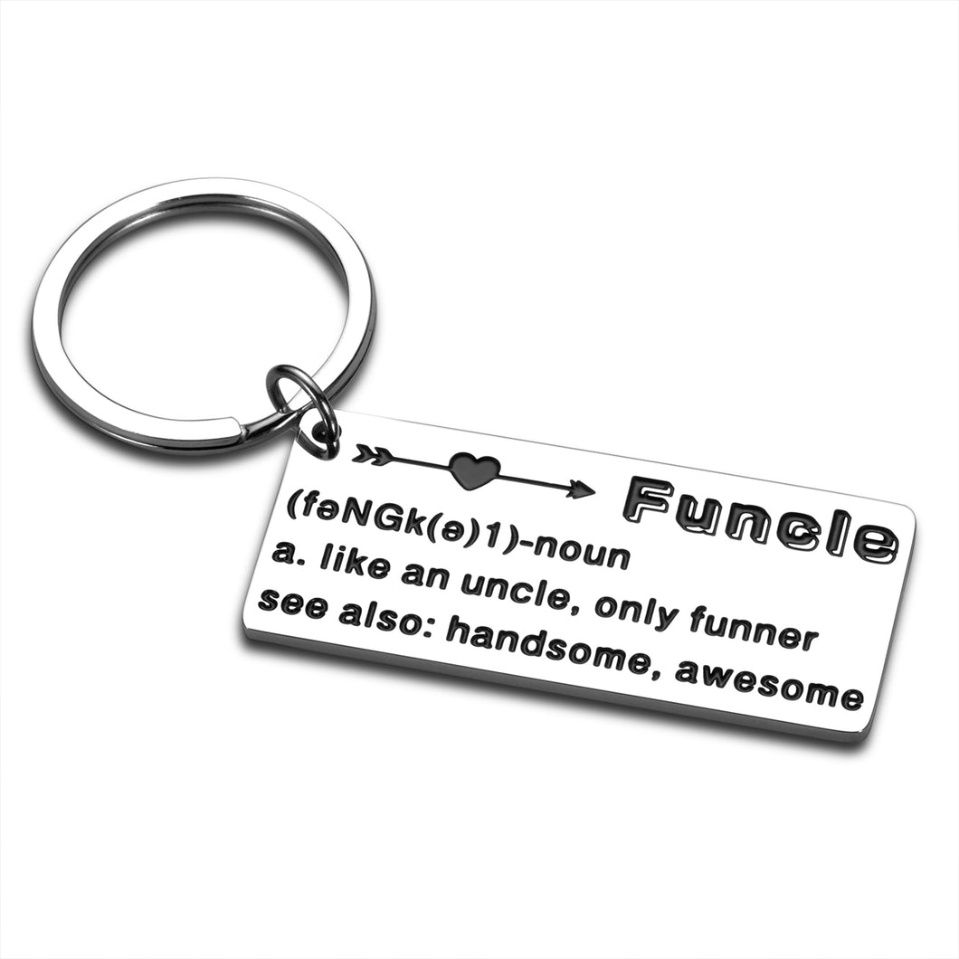 Uncle Father’s Day Keychain Gifts for Men Him from Niece Nephew Kids Adult Funny Birthday Christmas Family Present for New Uncle Brother Funcle Definition Keyring Stocking Stuffers Thanksgiving Gift